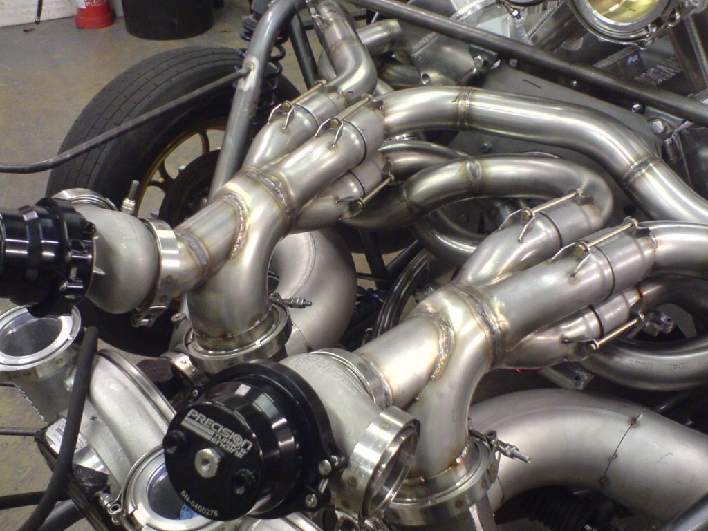 I.C.E.-built twin turbo exhaust system